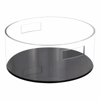 Clear Lucite Wash Bowl Two Handle Cutout Black Bottom 11.8"